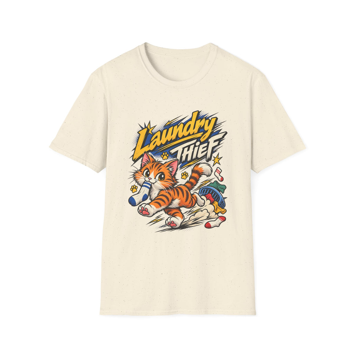 T-Shirt — 'Laundry Thief' Funny Cat Graphic Tee
