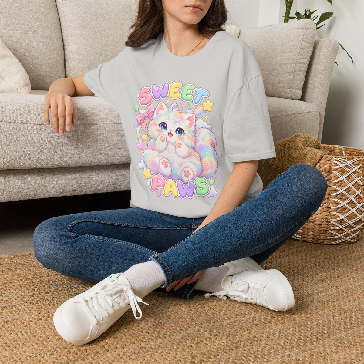 Sweet Paws Cute Pastel Cat T-Shirt