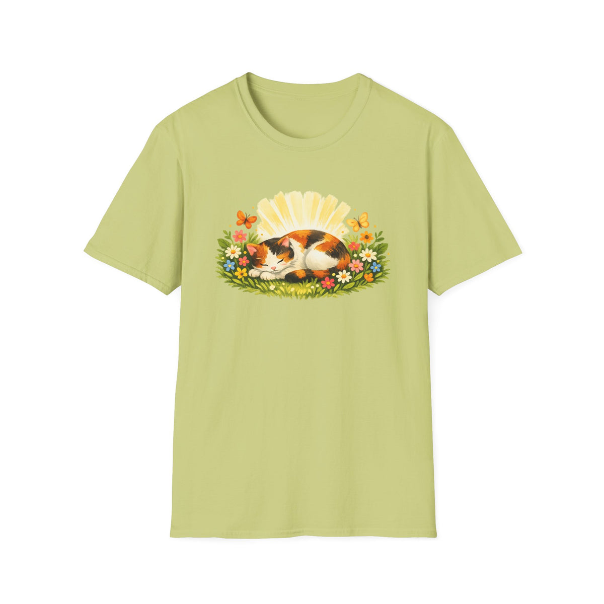 Calico Cat in Wildflower Sunrise T-Shirt