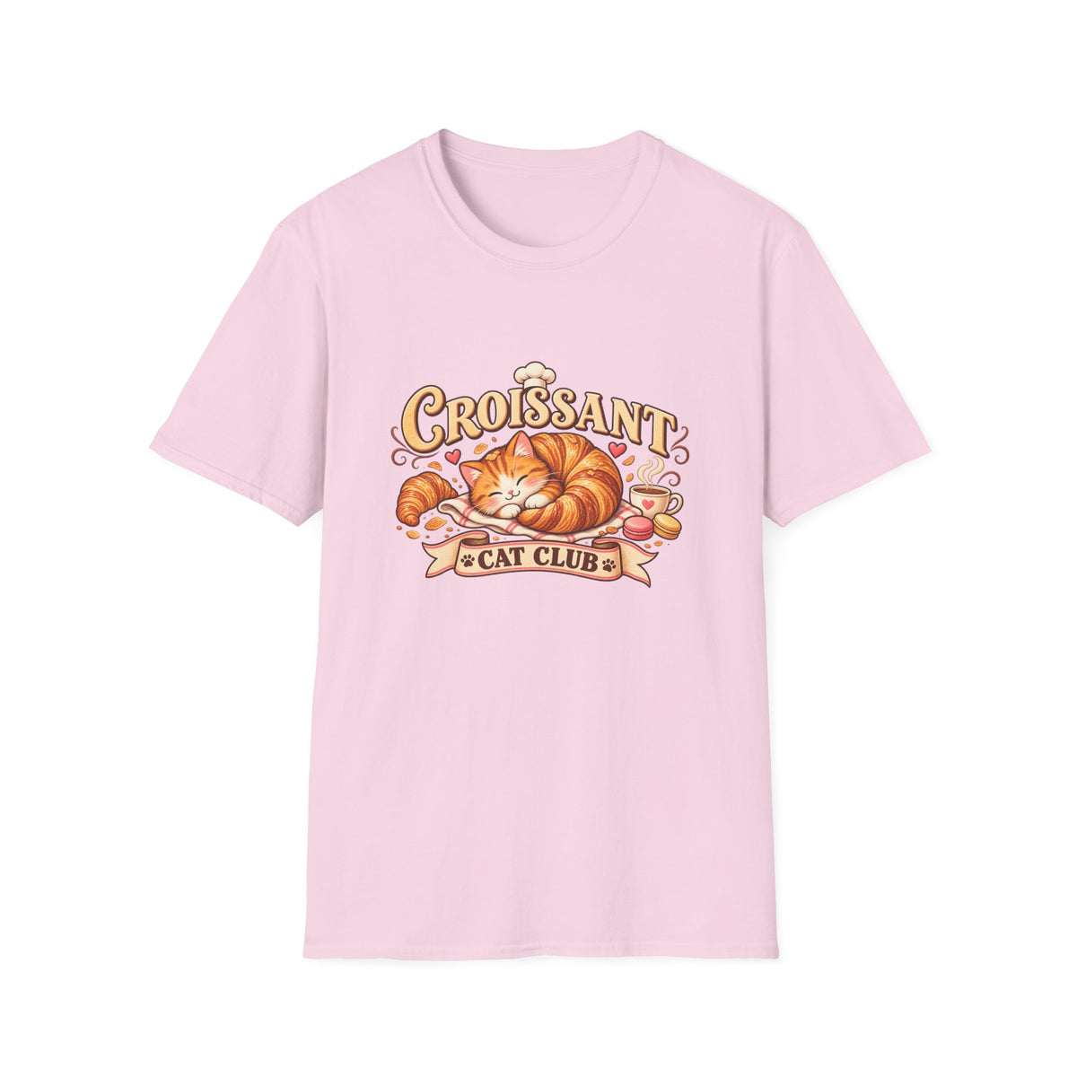 Croissant Cat T-Shirt — Cute Sleeping Cat ‘Croissant Cat Club’ Graphic Tee