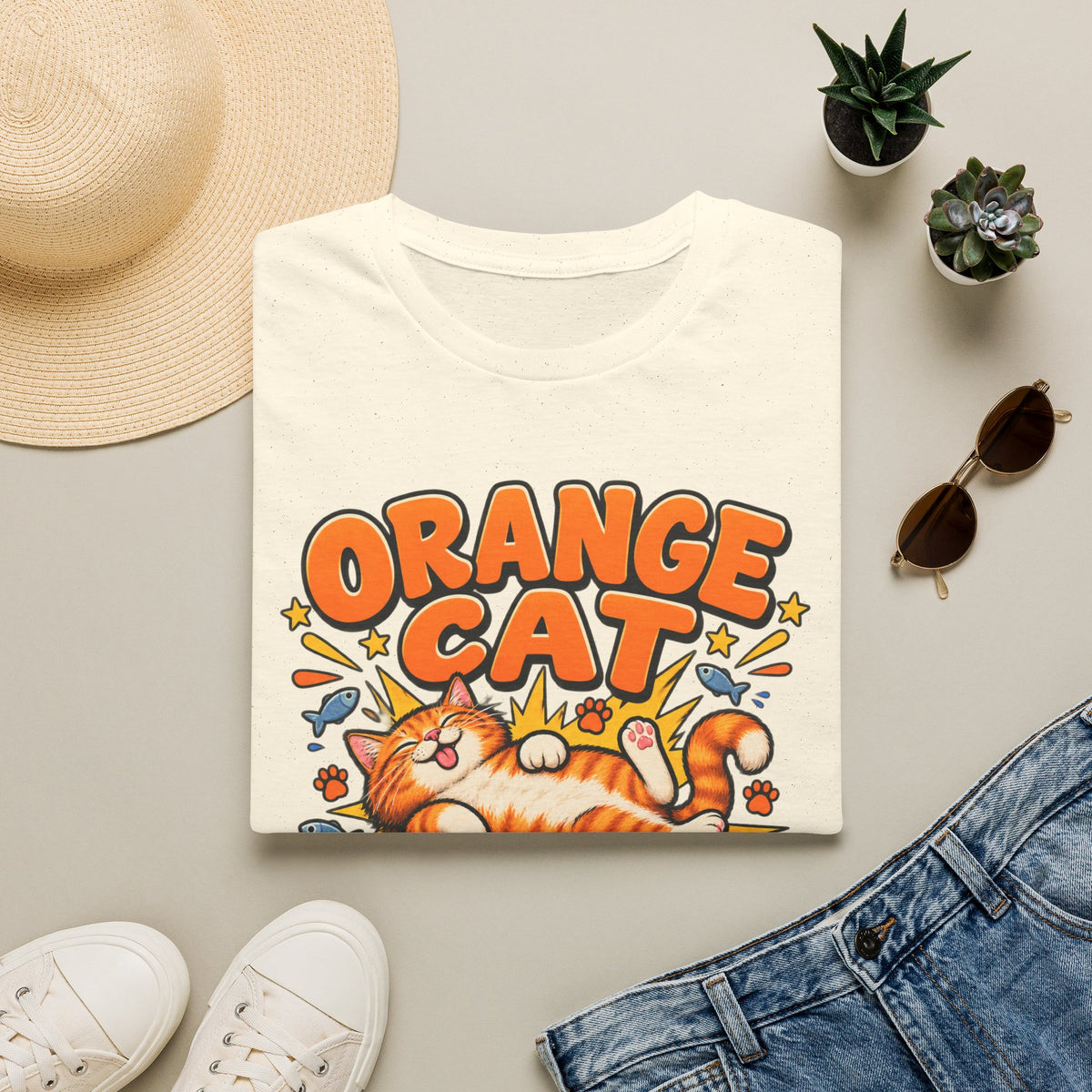 Orange Cat T‑Shirt — “Orange Cat Logic: No Thoughts, Just Vibes” Cute Retro Kitty Tee