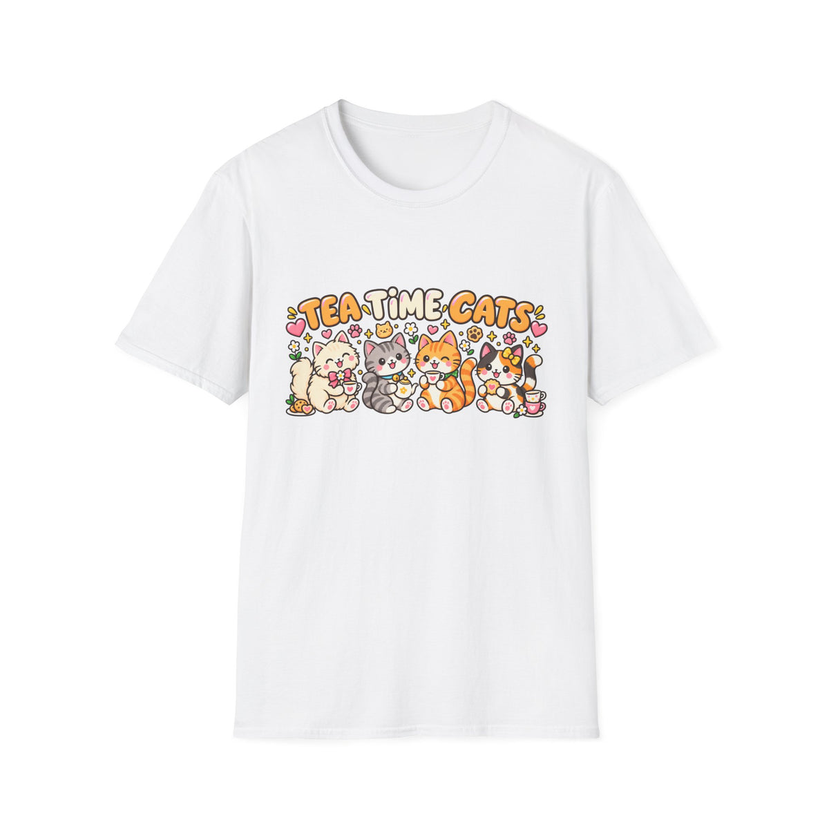 Tea Time Cats T-Shirt — Cute Kawaii Cat Tea Party Graphic Tee