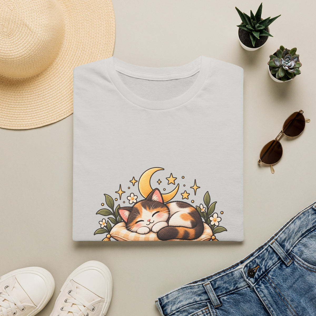 Cat Nap T-Shirt — Cute Sleeping Calico Cat Design