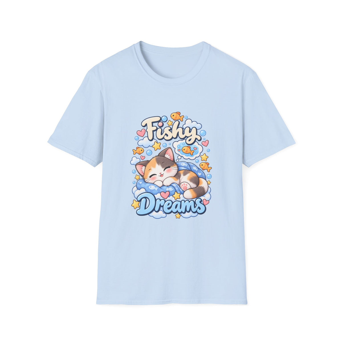 Fishy Dreams T-Shirt — Cute Cat & Goldfish Graphic Tee