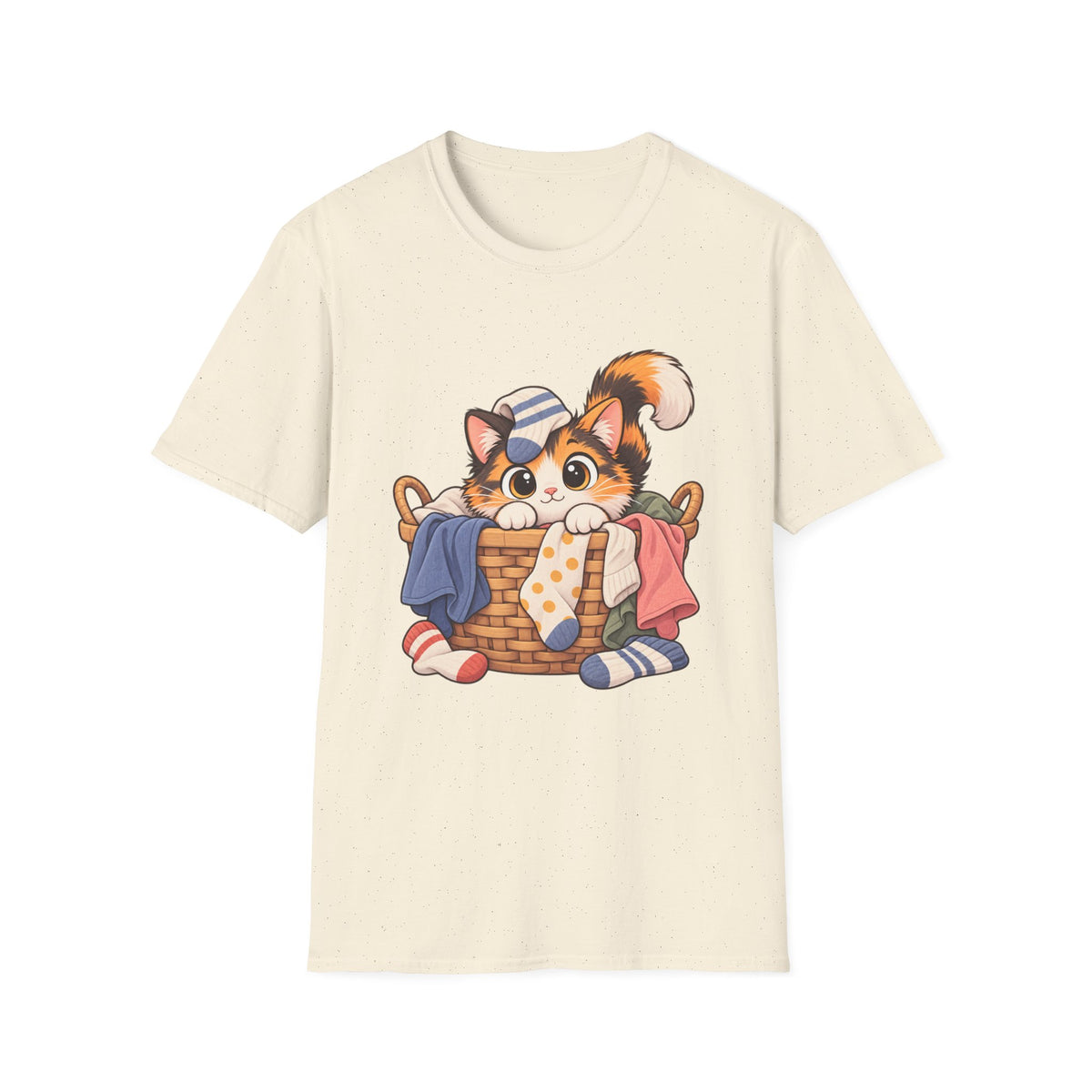 Cute Calico Cat in Laundry Basket T-Shirt