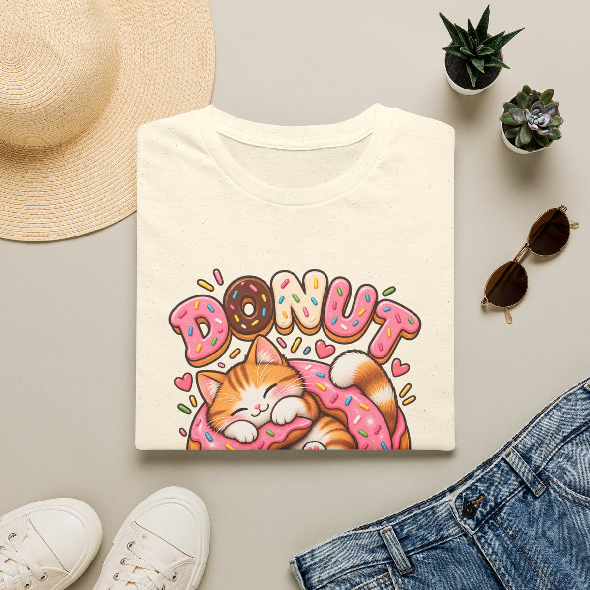 Donut Disturb Cat T-Shirt — Cute Sleeping Kitty Donut Graphic Tee