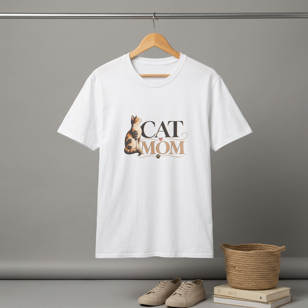 Cat Mom T‑Shirt — Cute Calico Cat Graphic Tee for Cat Lovers