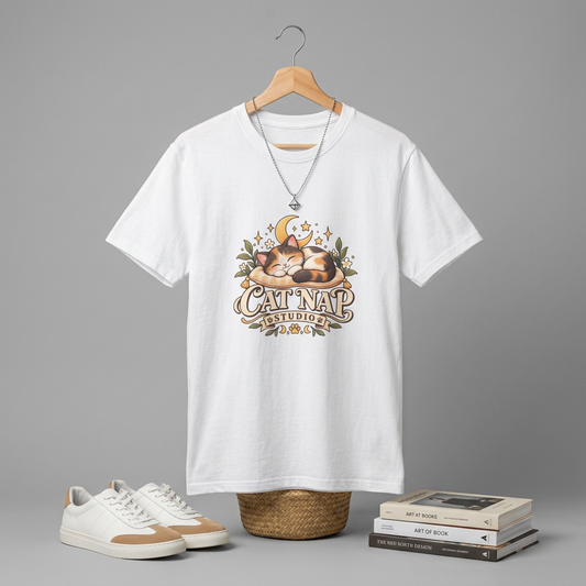 Cat Nap T-Shirt — Cute Sleeping Calico Cat Design
