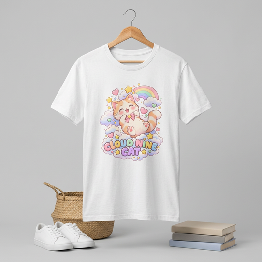Cloud Nine Cat T-Shirt — Cute Rainbow Kitty Graphic Tee
