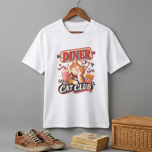 Diner Cat Club T‑Shirt — Retro Cute Cat Diner Graphic Tee