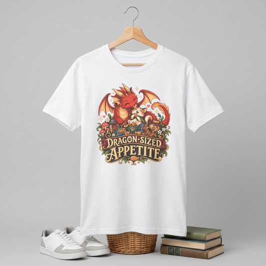 Dragon-Sized Appetite T-Shirt — Cute Dragon with Fox Comfort Tee
