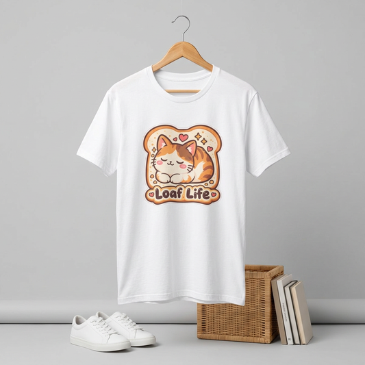 Cat Loaf T-Shirt — Cute ‘Loaf Life’ Calico Cat Graphic Tee