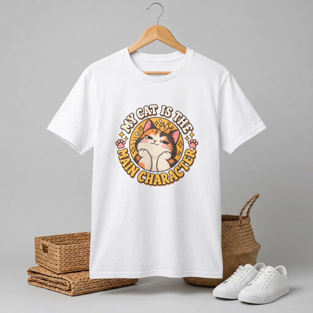 Cat T-Shirt — “My Cat Is The Main Character” Cute Graphic Tee for Cat Lovers