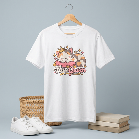 Nap Queen T-Shirt — Cute Sleeping Calico Cat Graphic Tee