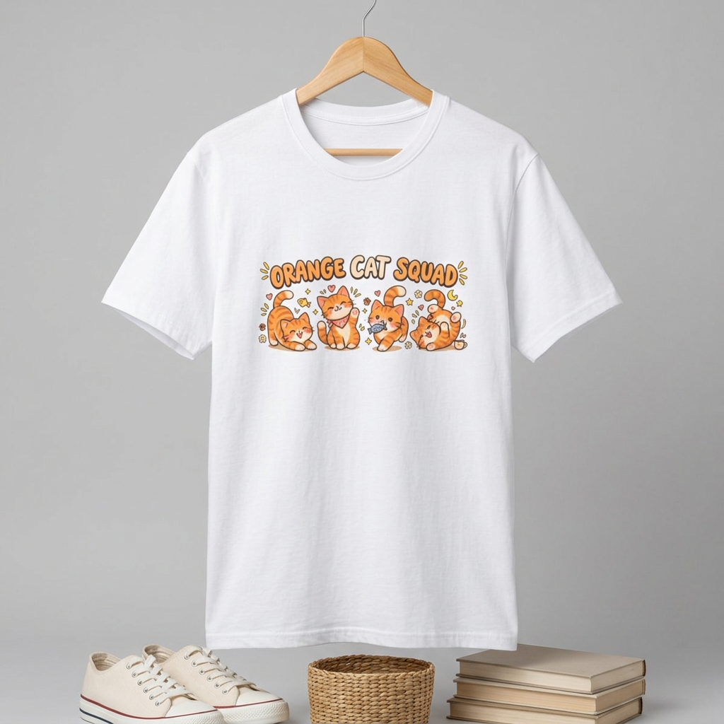 Orange Cat Squad T-Shirt – Cute Ginger Cats Graphic Tee for Cat Lovers