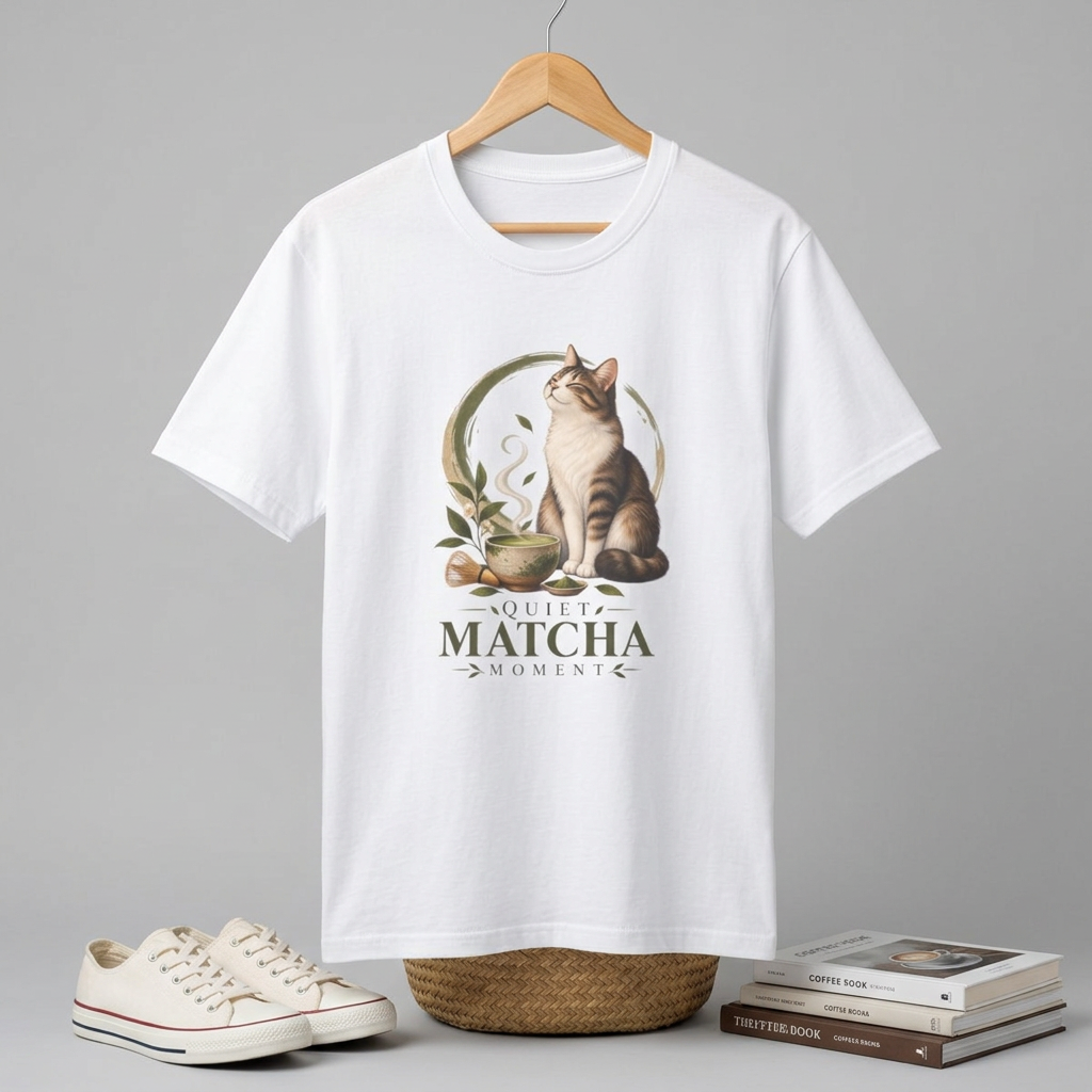 Matcha Cat T-Shirt — Cute Tea Lover Graphic Tee