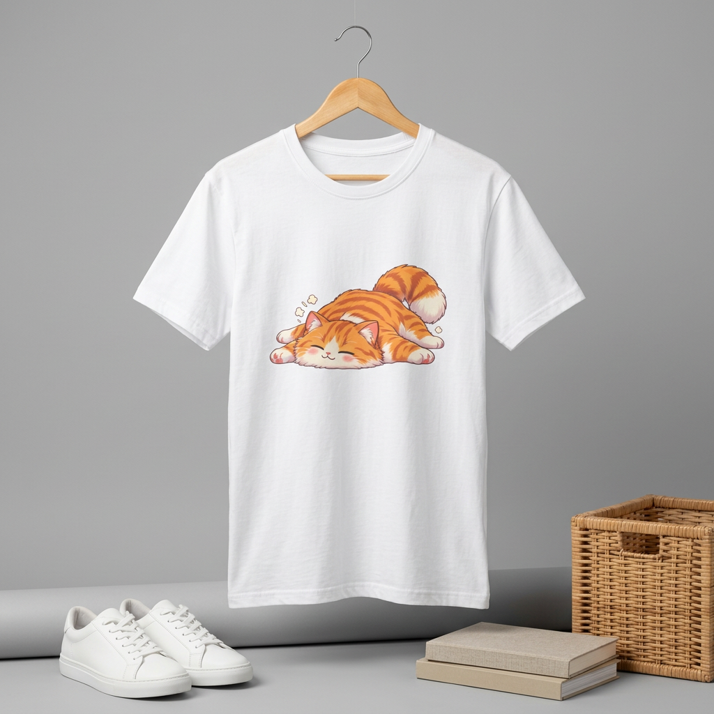 Sleeping Ginger Cat T-Shirt — Cute Napping Kitty Tee
