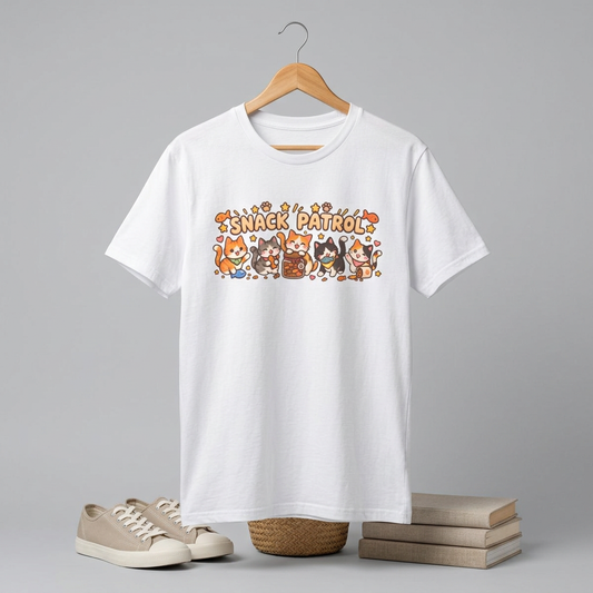 Snack Patrol T-Shirt — Cute Kawaii Cats Holding Snacks