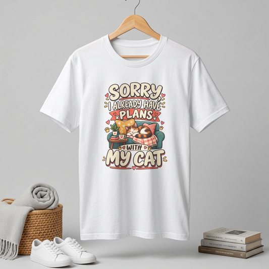 Sorry I Already Have Plans With My Cat T-Shirt — Cute Cat Lover Tee