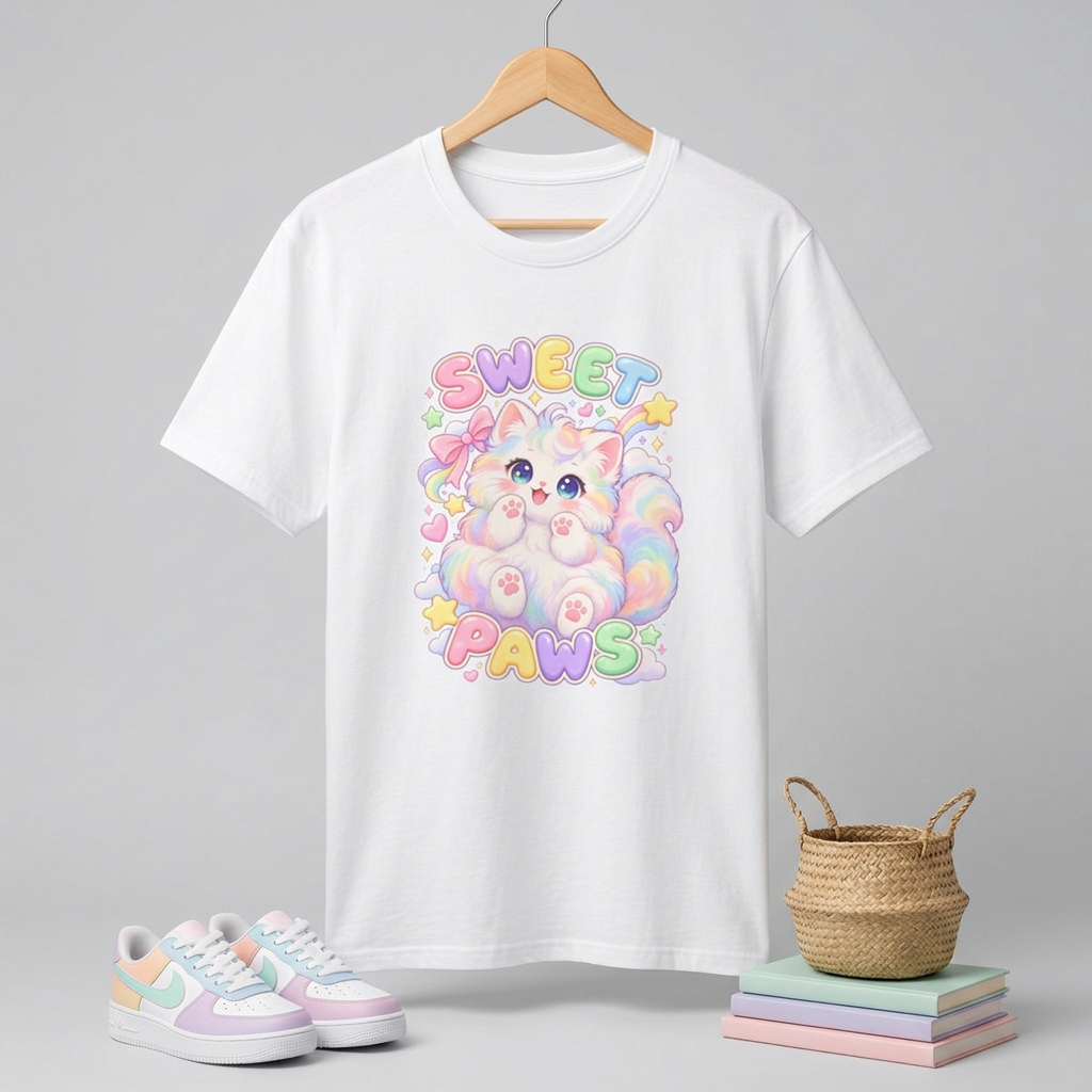 Sweet Paws Cute Pastel Cat T-Shirt