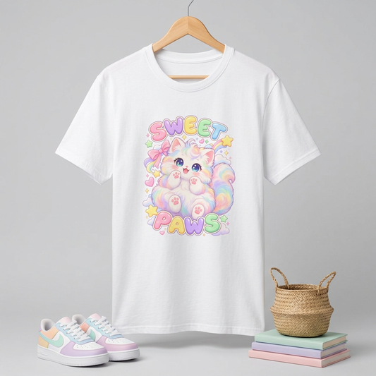 Sweet Paws Cute Pastel Cat T-Shirt