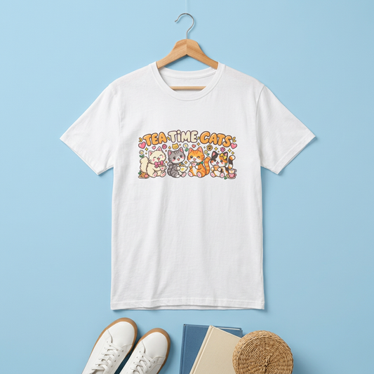 Tea Time Cats T-Shirt — Cute Kawaii Cat Tea Party Graphic Tee